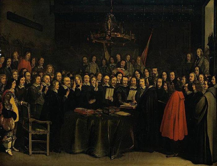 Gerard ter Borch the Younger Ratification of the Peace of Munster between Spain and the Dutch Republic in the town hall of Munster, 15 May 1648. France oil painting art